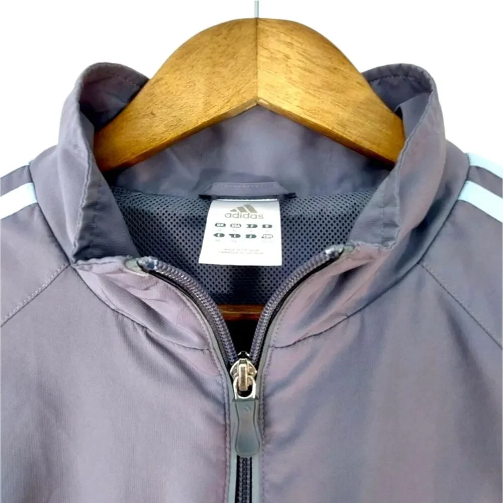 VTG Y2K Adidas CLIMALITE Track Jacket Windbreaker Full Zip Gray Blue AV1001 - XL - Picture 5 of 8